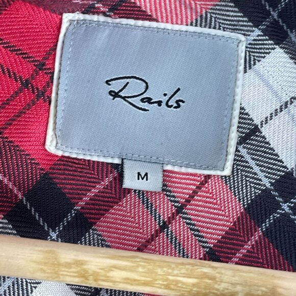 Rails Womens Medium Hunter Scarlet Ash White Plaid Button Up Shirt Long Sleeve - Picture 3 of 8